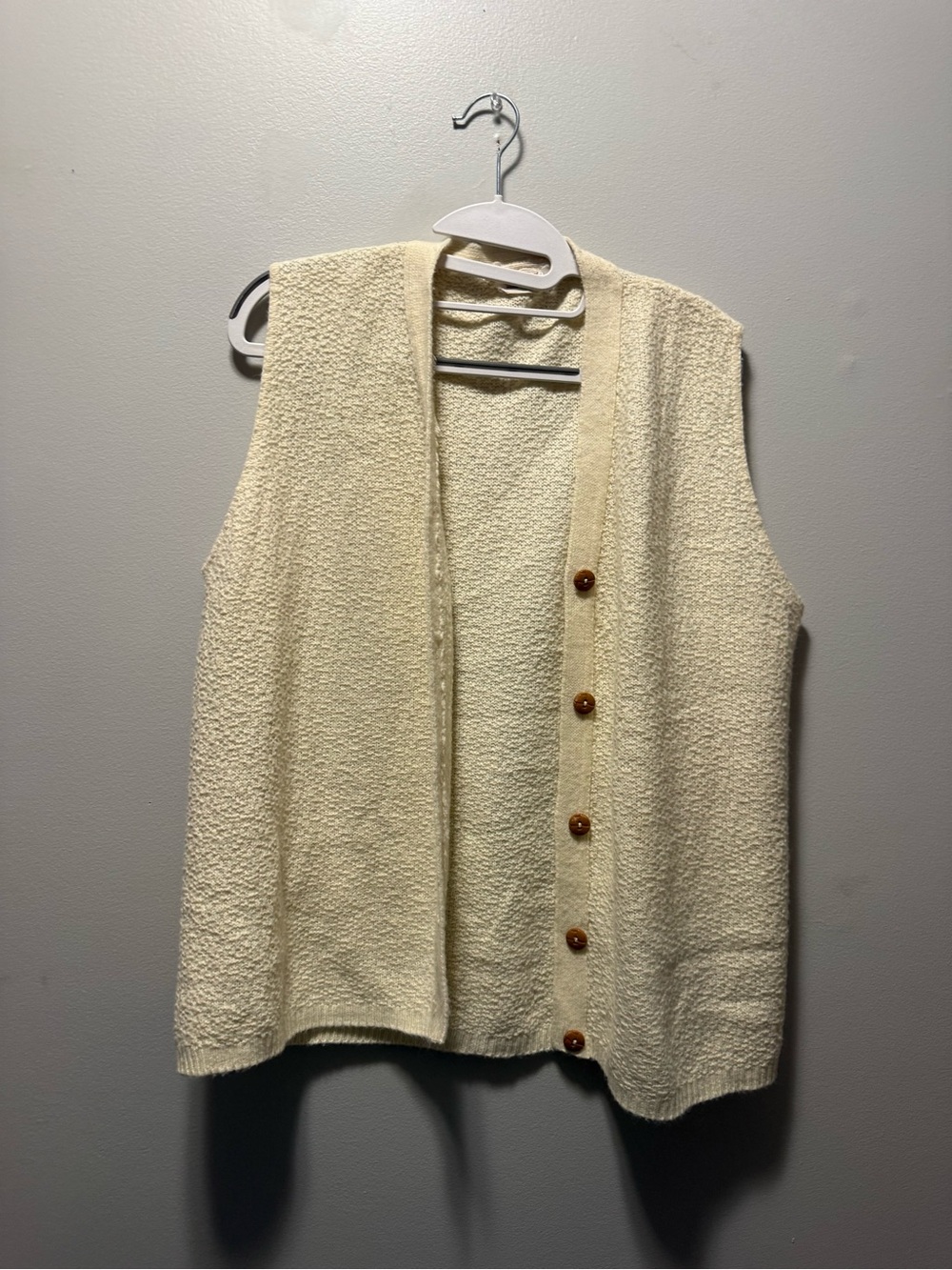 Cream Textured Button-Front Vest